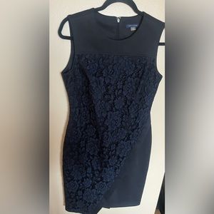 Beautiful black dress with navy blue lace front. Tommy Hilfiger. Size 10.